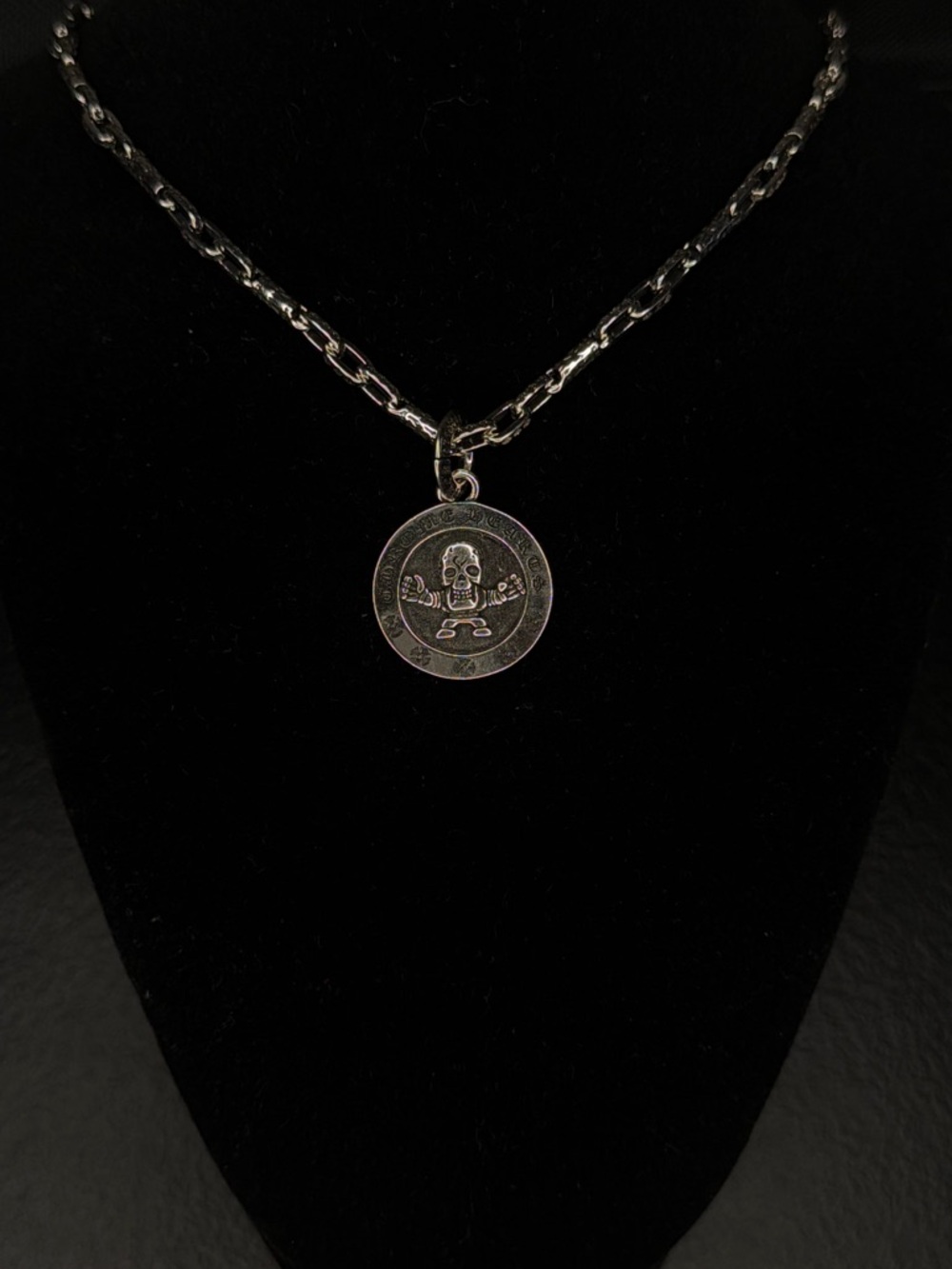 Chrome Hearts Foti Skull Detailed Link Chain Dogtatg Necklace Unisex